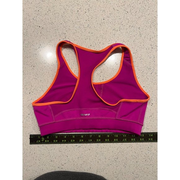 Adidas Womens Techfit Compression Sports Bra- Hot Pink/Orange Trim Size Small - Picture 1 of 2